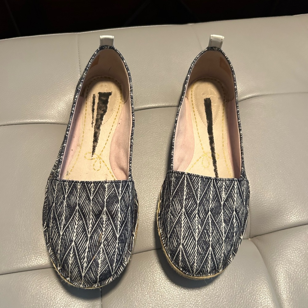 Clarks Navy Patterned Slip-On Flats
